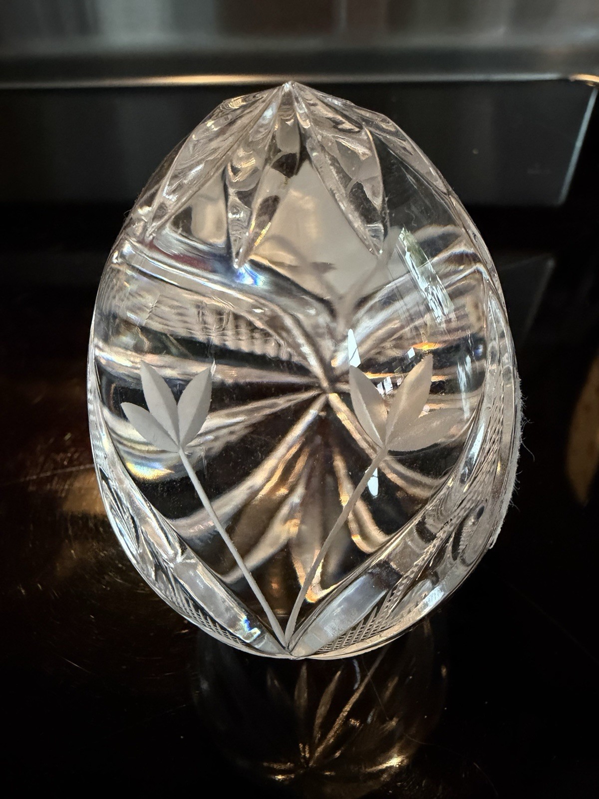 Violetta hand-cut crystal egg paperweight, crafted in Poland Flowers Gorgeous