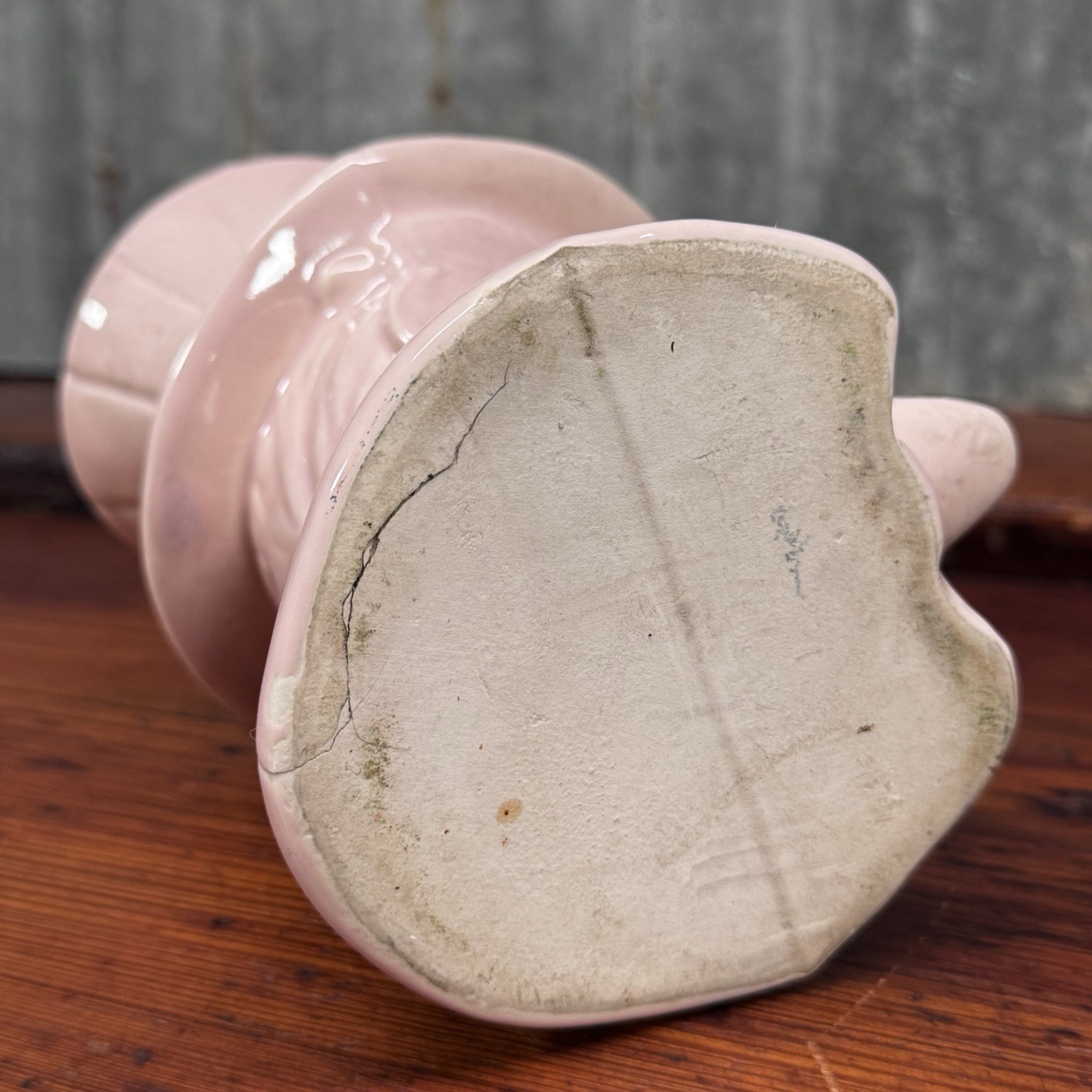 Vintage RARE 1945 Abraham Lincoln PLANTER Pink Embossed Abe Clay Pottery