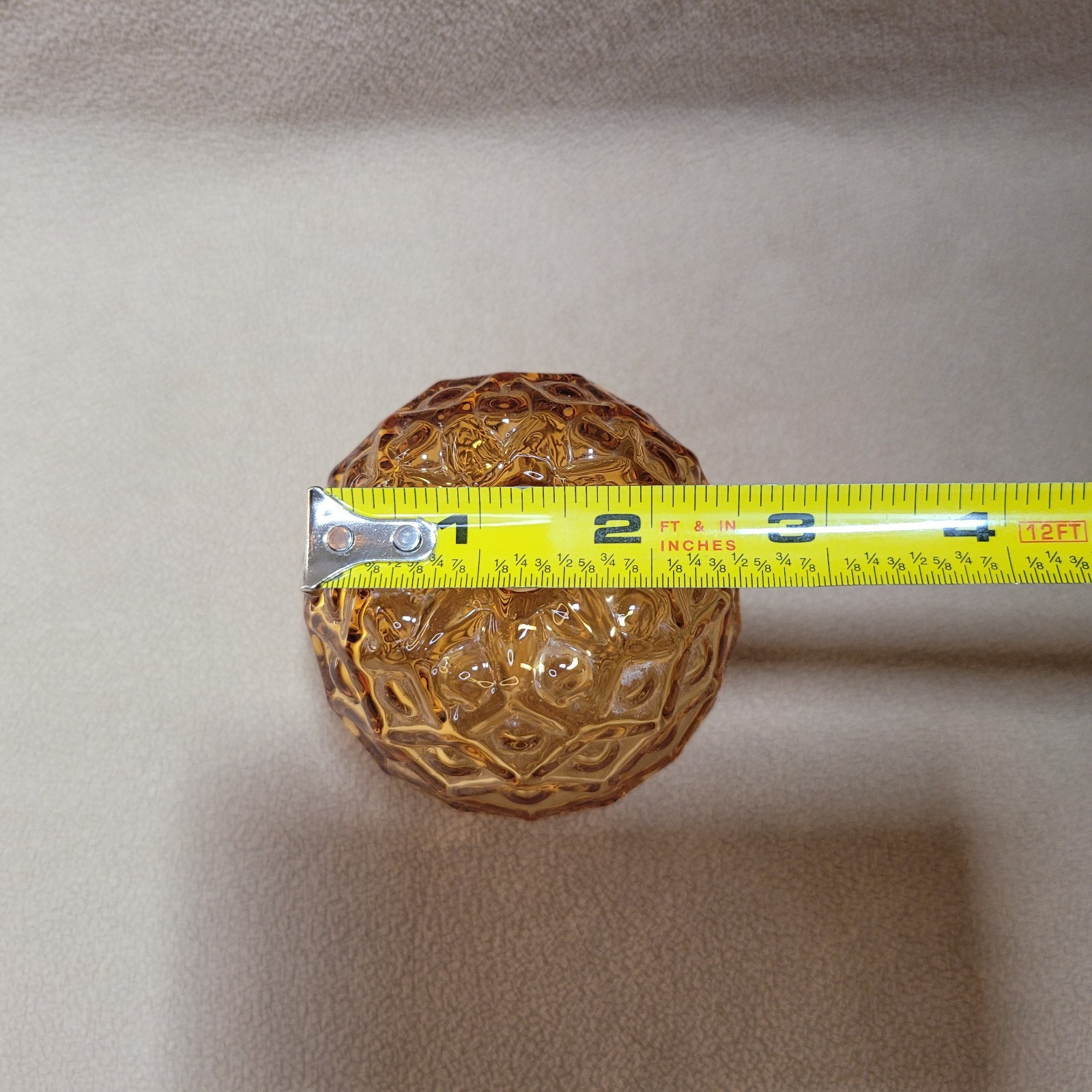 VTG Fenton Pineapple EGG 3 Toed Footed Amber Honey Hobnail Textured Art Glass