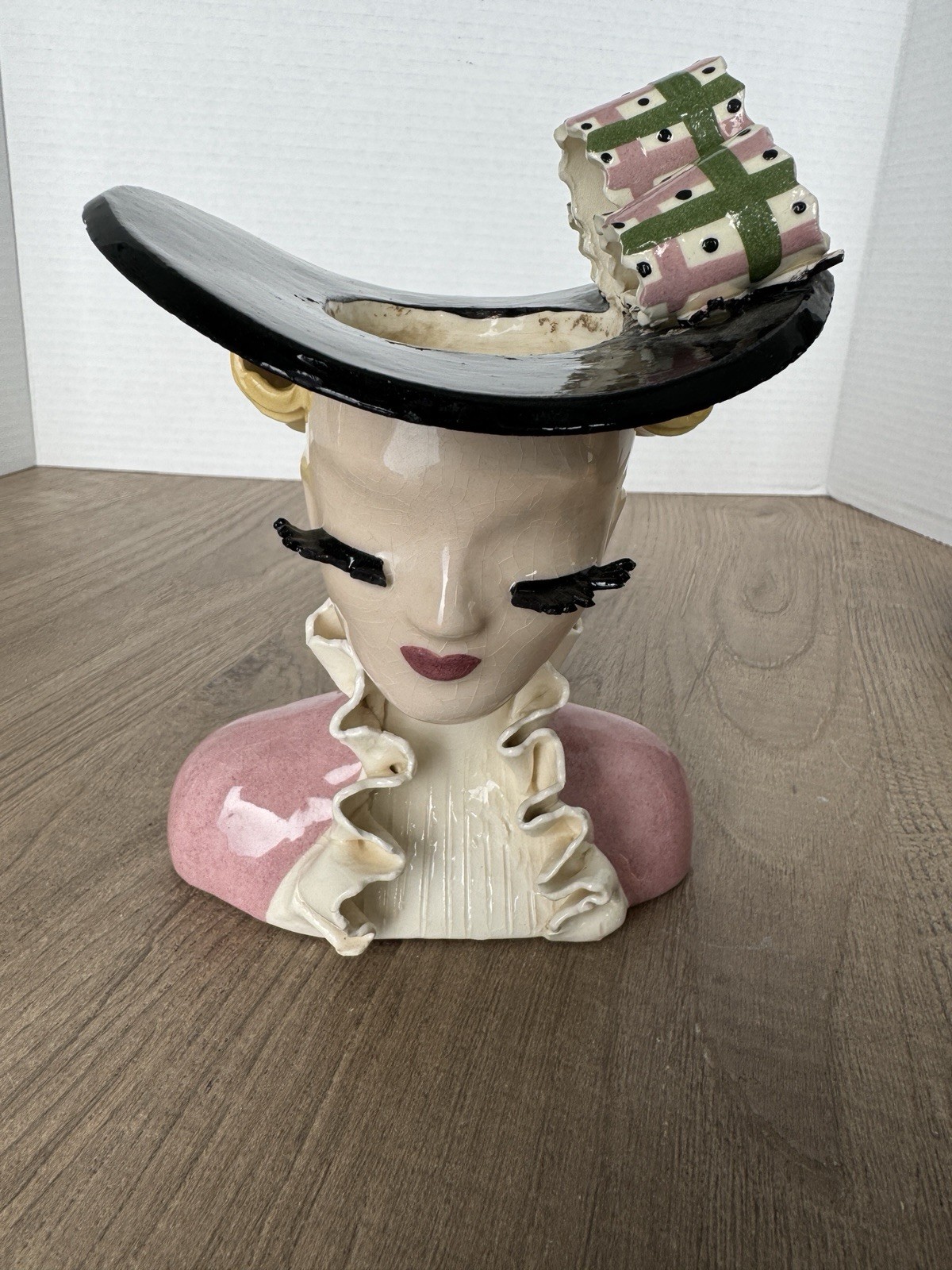 Rare & Vintage- BETTY LOU NICHOLS Ceramic Nancy Head /Bust Vase Signed On Bottom