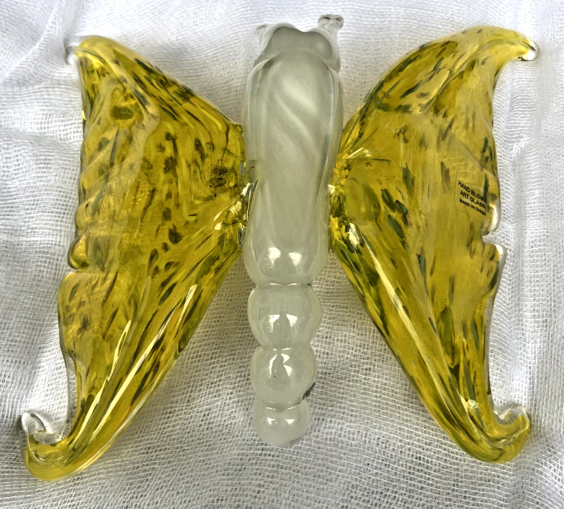 Blown Glass Nature Figurines/Paperweights (lot of 4) Butterfly, Flowers & Snail