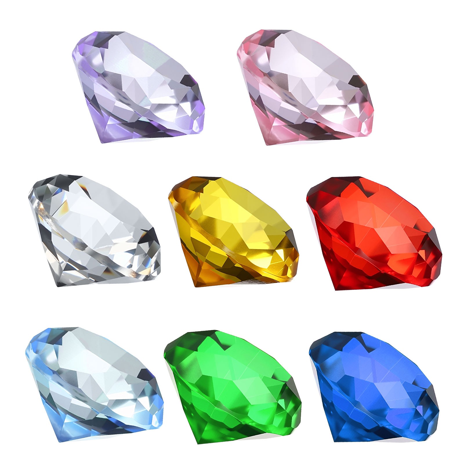 8 Pcs 40mm / 1.57 Inch Diamond Crystal Paperweight, Multicolor