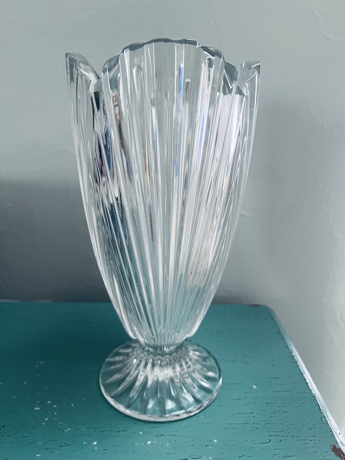 VTG Waterford Marquis Cut Crystal “Scalloped” Lismore Footed Flower Vase Mint