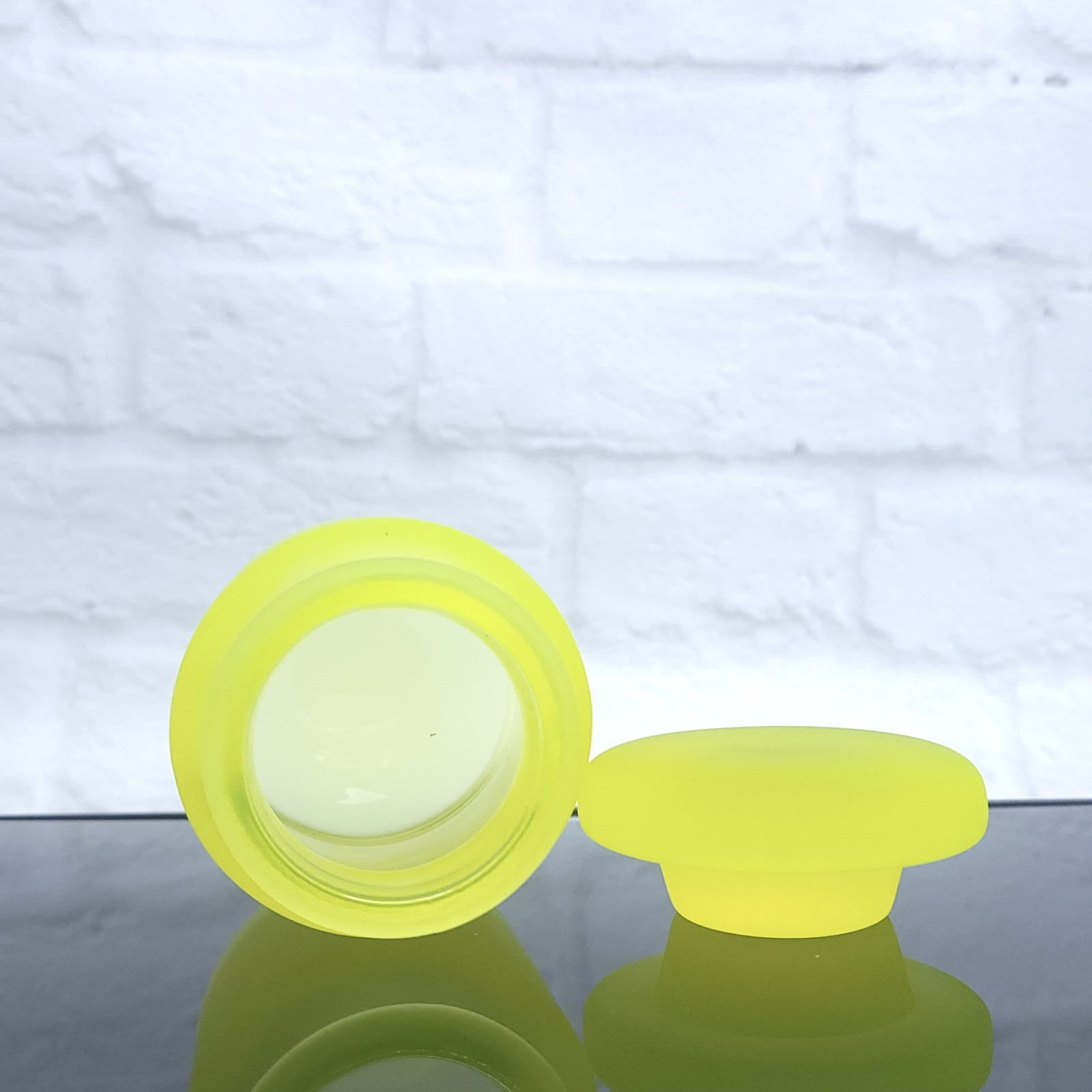 Art Deco Uranium Glass Jar with Lid Vaseline Yellow Frosty Matte Glass Figurine