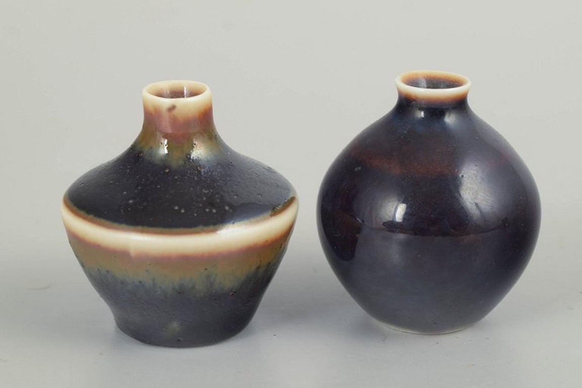 Carl-Harry Stålhane for Rörstrand, Sweden. Two stoneware vases. Mid 20th c.