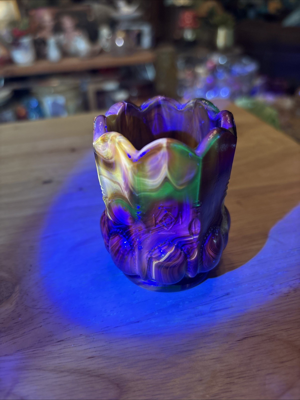 Boyd Uv Reactive Autumn Harvest Toothpick Holder Glows Green And Orange