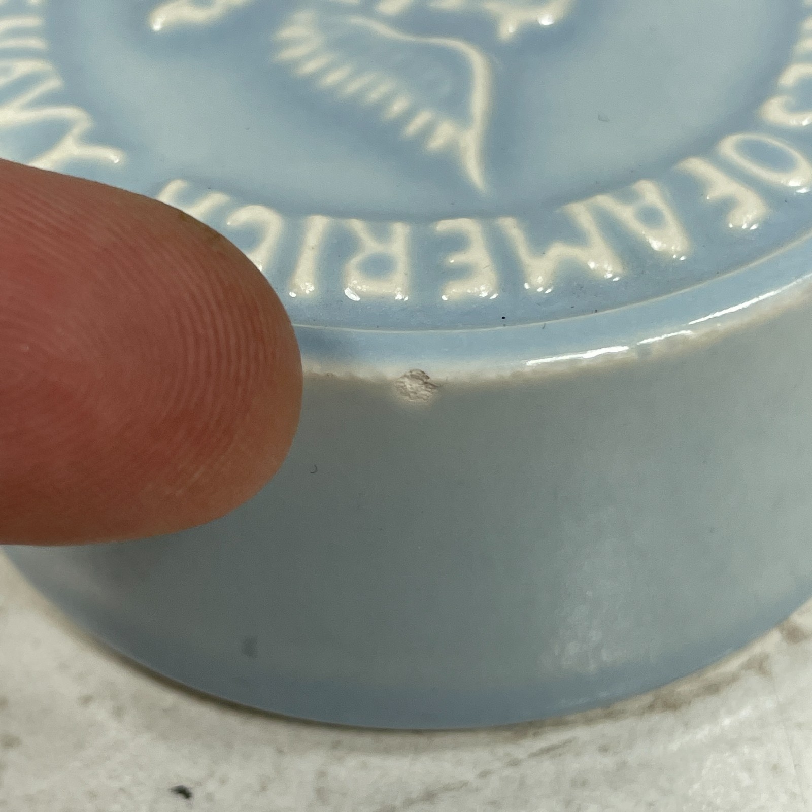 United States of America Department of The Navy Sky Blue Pottery Paperweight