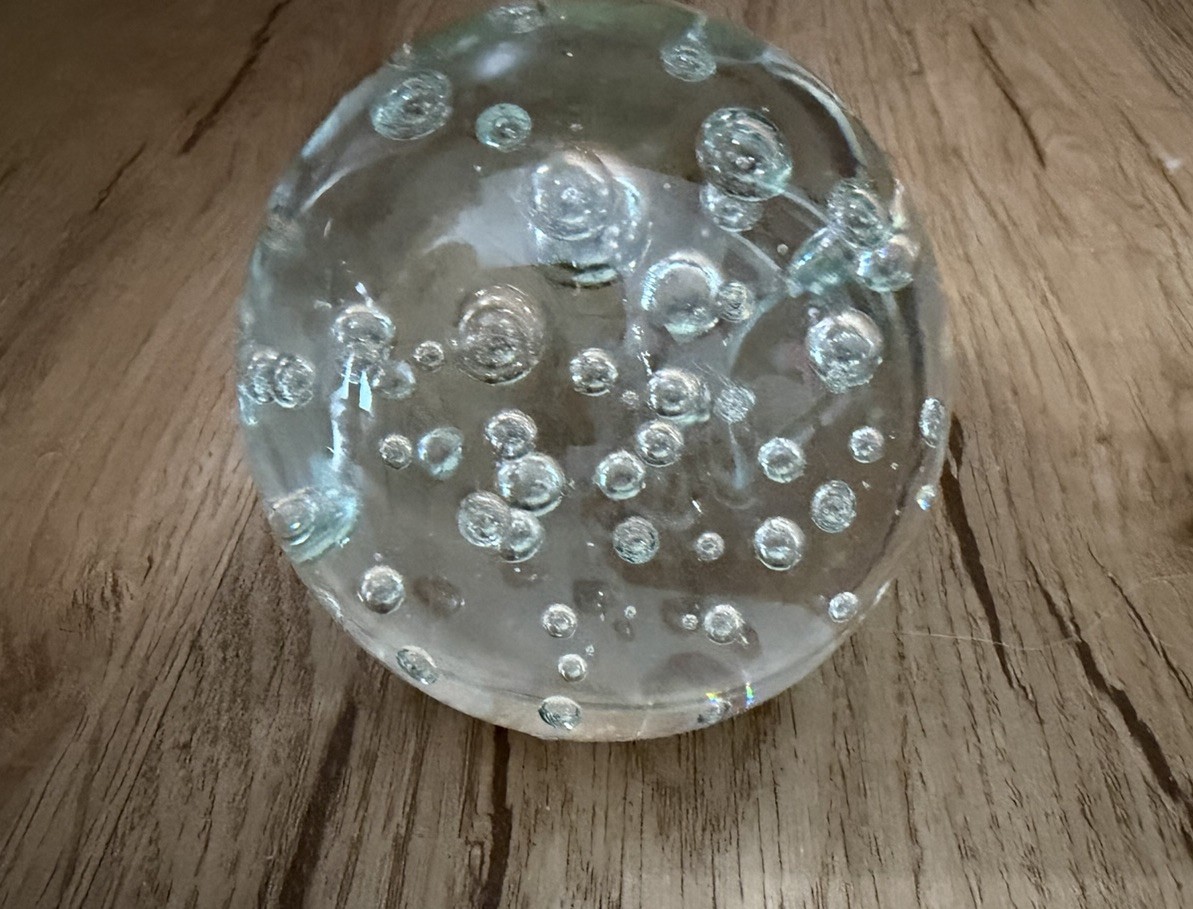 Clear 3.25 Inch Glass Bubble Art Decorative Paperweight Round Ball