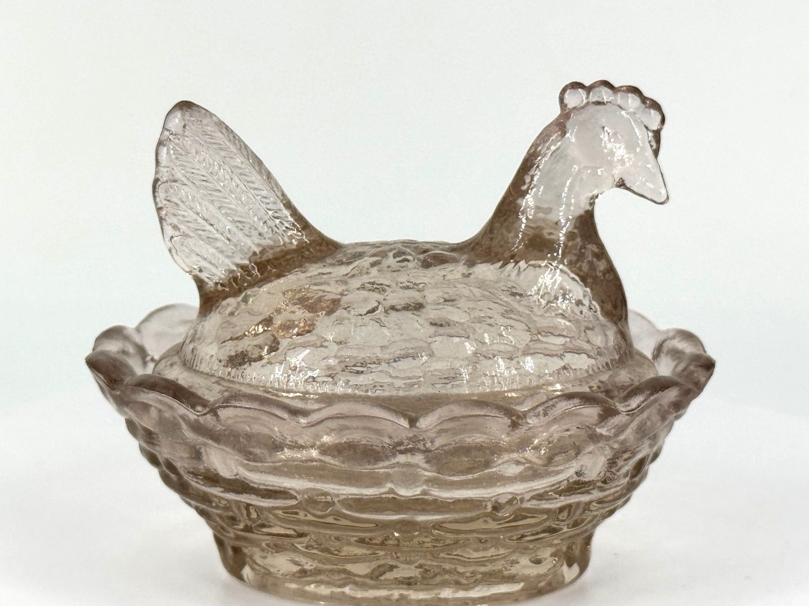 1984 Boyd Glass OOPS Hen On Nest Covered Salt Cellar Mini Dish Dusty – Pink