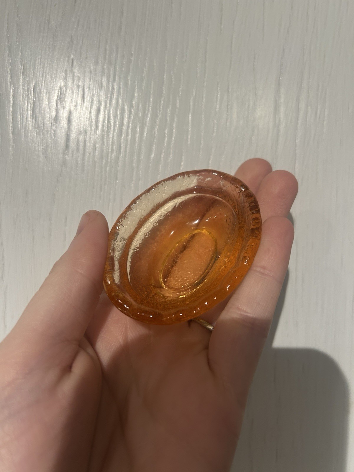 Mini Peach Glass Hen on a Nest PRESTINE