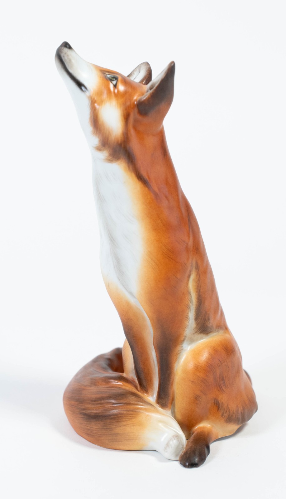 Vintage Herend Hand Painted Porcelain “Looking Up Fox” Figurine – 6.5″ Tall
