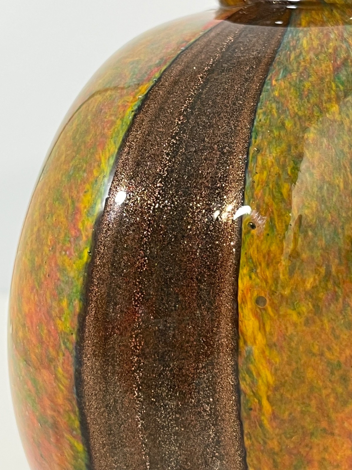 Dale Tiffany Hand Blown Brown Orange Gold Green Vase Perfume Bottle No Stopper