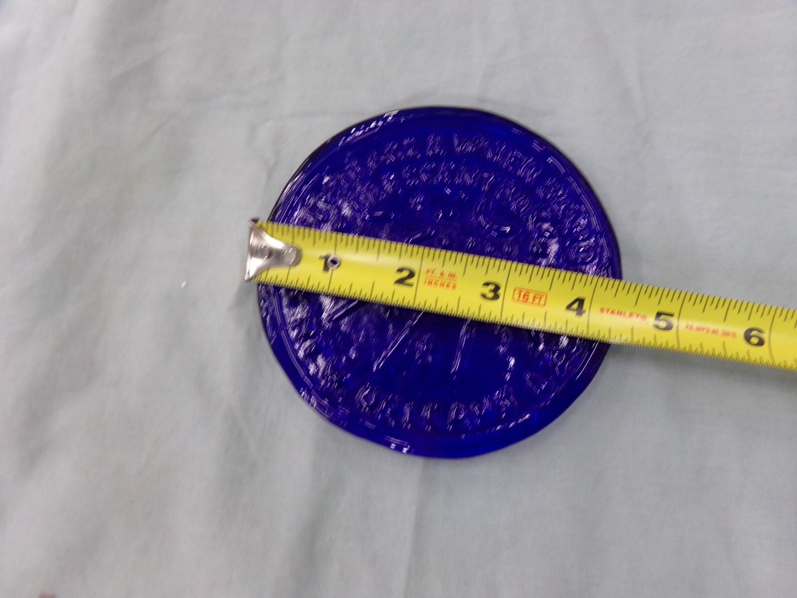 New Orleans Pressed Art Glass Crescent Box Cobalt Blue Water Meter Cover