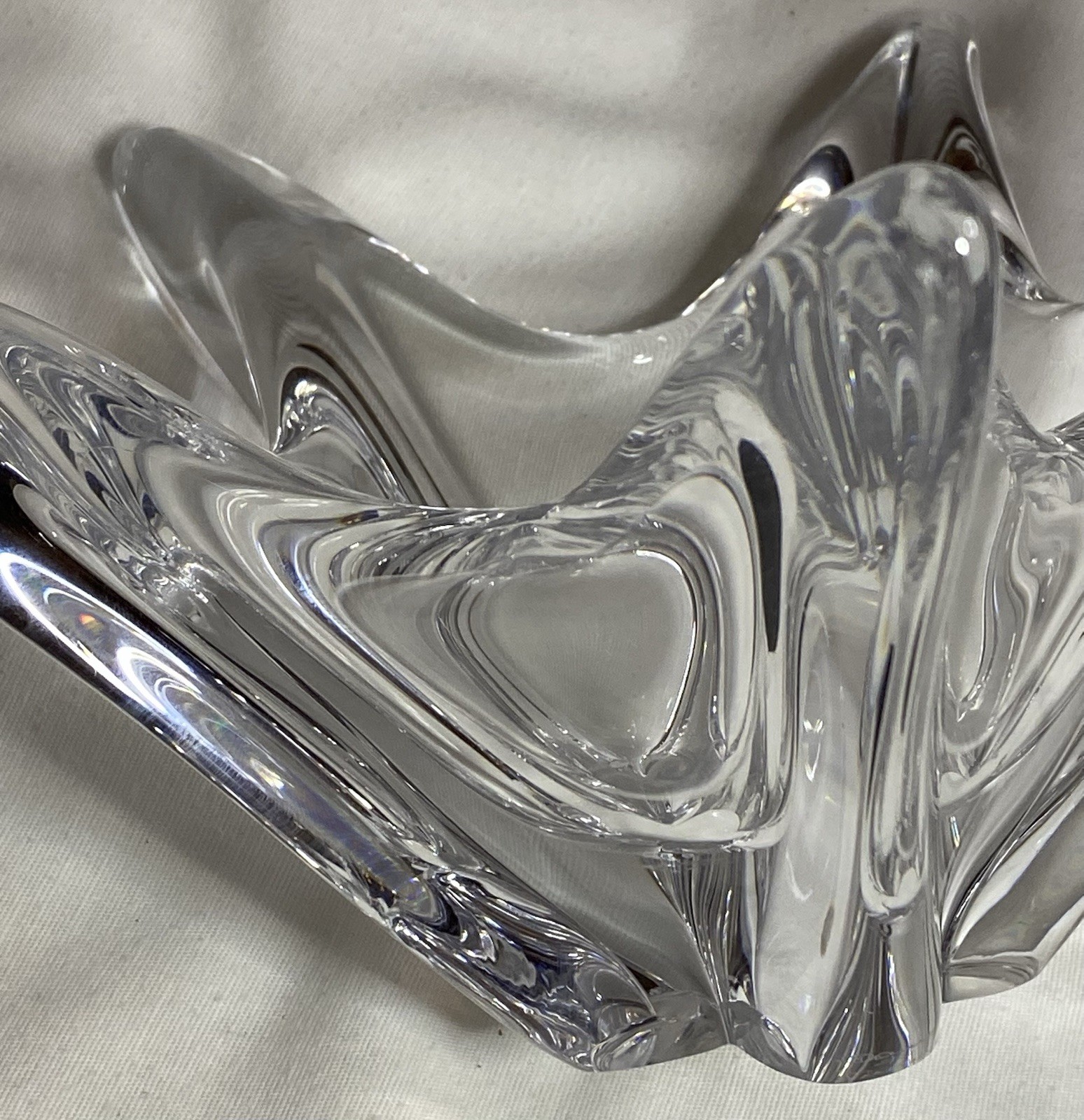 Vintage Daum & France 5 Point Star Crystal Vase Bowl