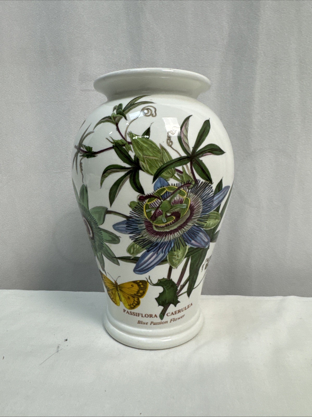 Vintage Portmeirion Botanic Garden 8.5″Vase PassifloraBluePassionFlowerEngland