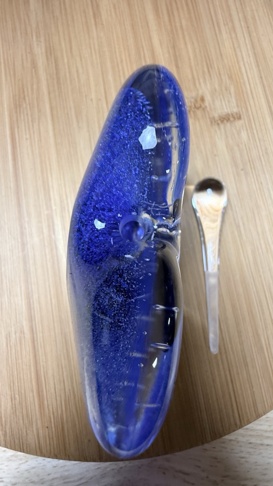 Michael Nourot Signed 1988 Heart Art Glass Perfume Bottle Blue Hand Blown Studio