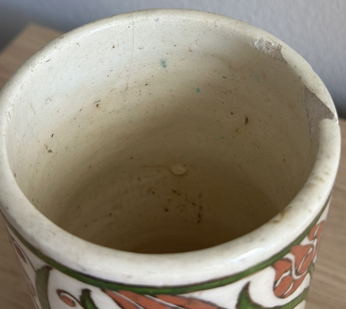Turkish Iznik Style Pottery Vase With Enamel Flowers Mid 20th Century – As Is
