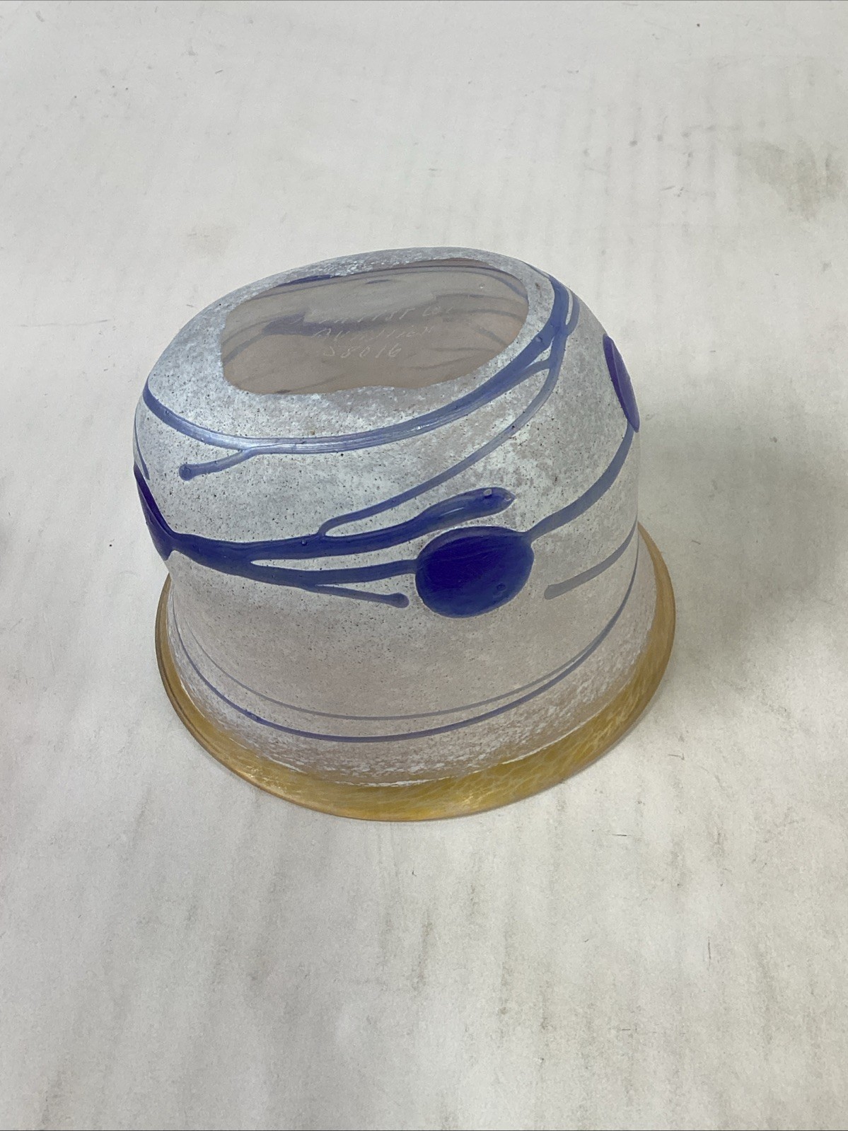 KOSTA BODA Signed Bertil Vallien BLUE GALAXY Sweden #58016 Glass Oval Bowl Vase