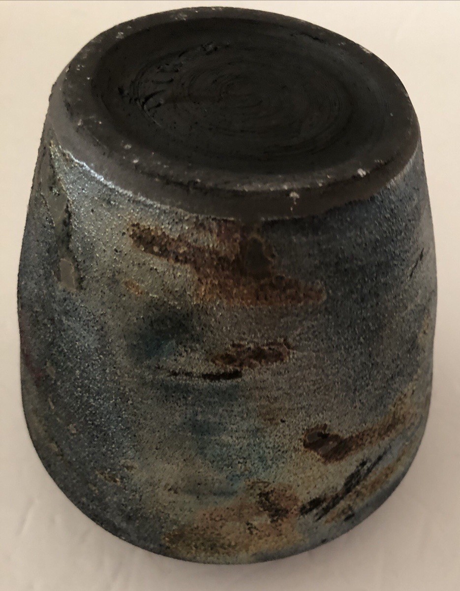 Stunning RAKU VASE Studio Art Pottery Signed Metallic Iridescent Vessel 5.5×5.5