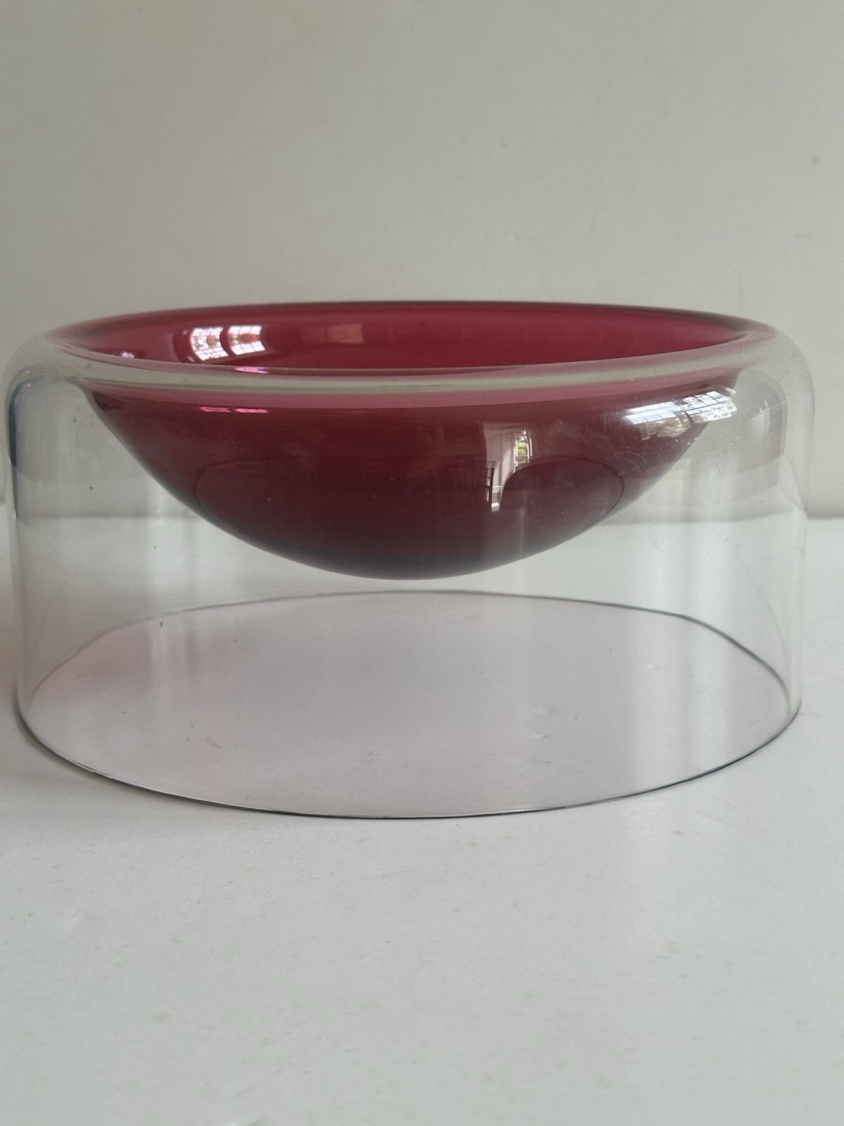Rare Limited Rosenthal Tapio Wirkkala Crystal Bowl Art Glass Signed Cranberry