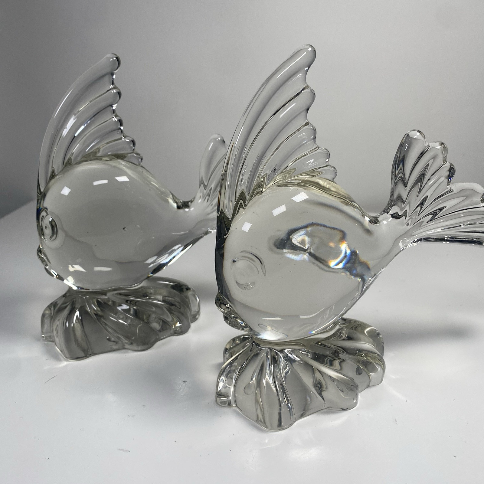 Single (ONE) 1 Viking Glass Angel Fish Statue Clear 7″ Bookend Epic Aquatic MCM