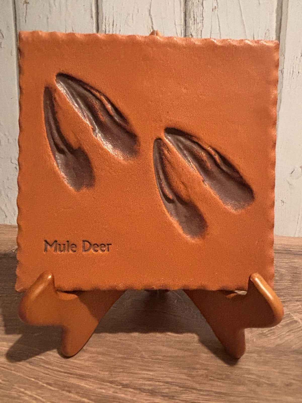 Prairie Fire Pottery Mule Deer Track Tile Clay Art Terra Cotta Trivet 6.25″