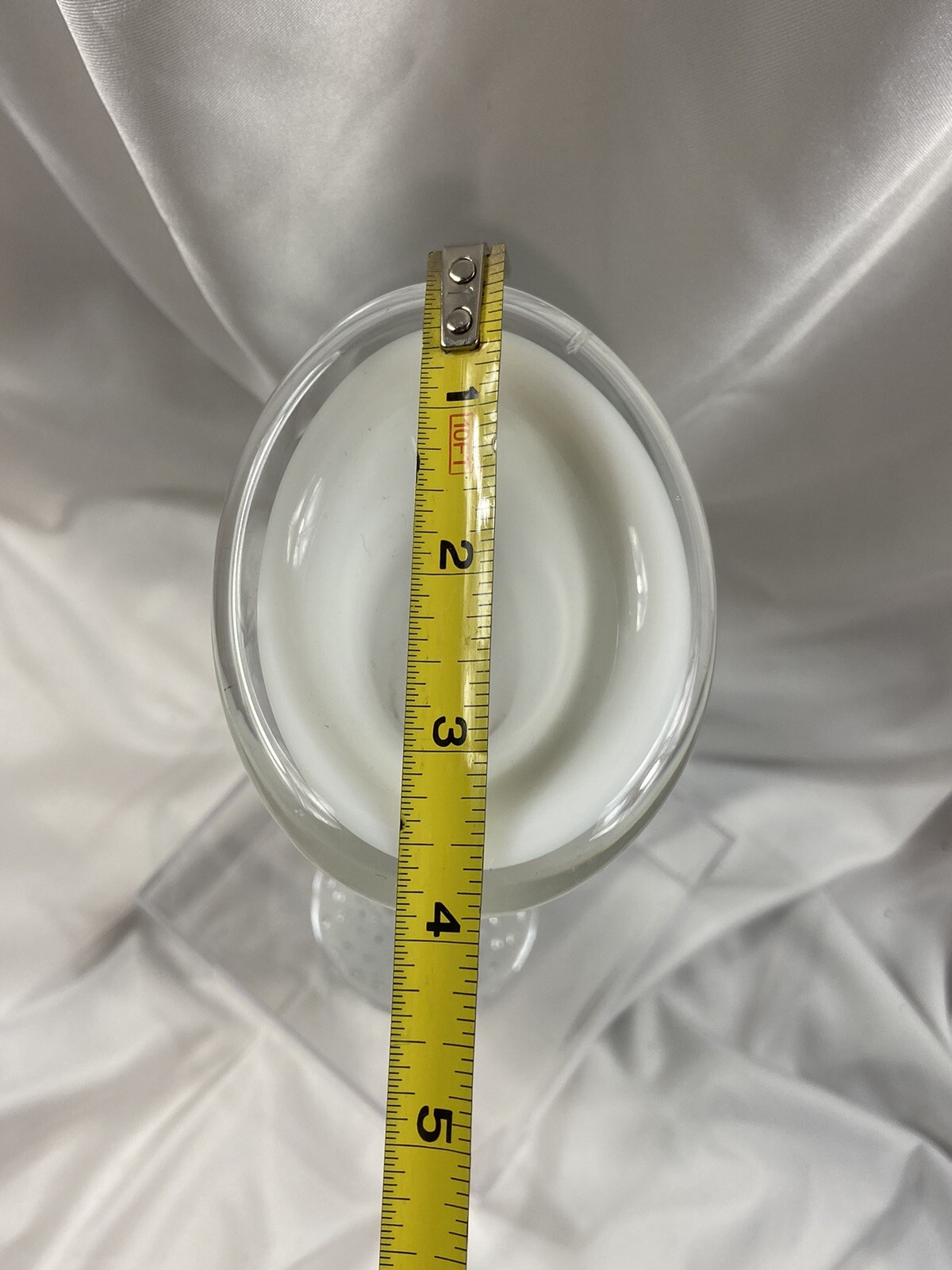 Vintage White Clear Art Glass Bud Vase Controlled Bubbles Base