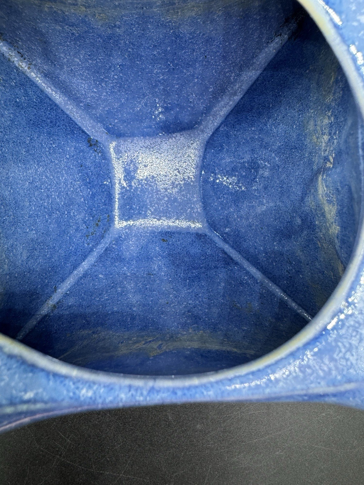 Vtg Pigeon Forge Pottery TN Four Sided Blue Planter Vase Signed Douglas Ferguson