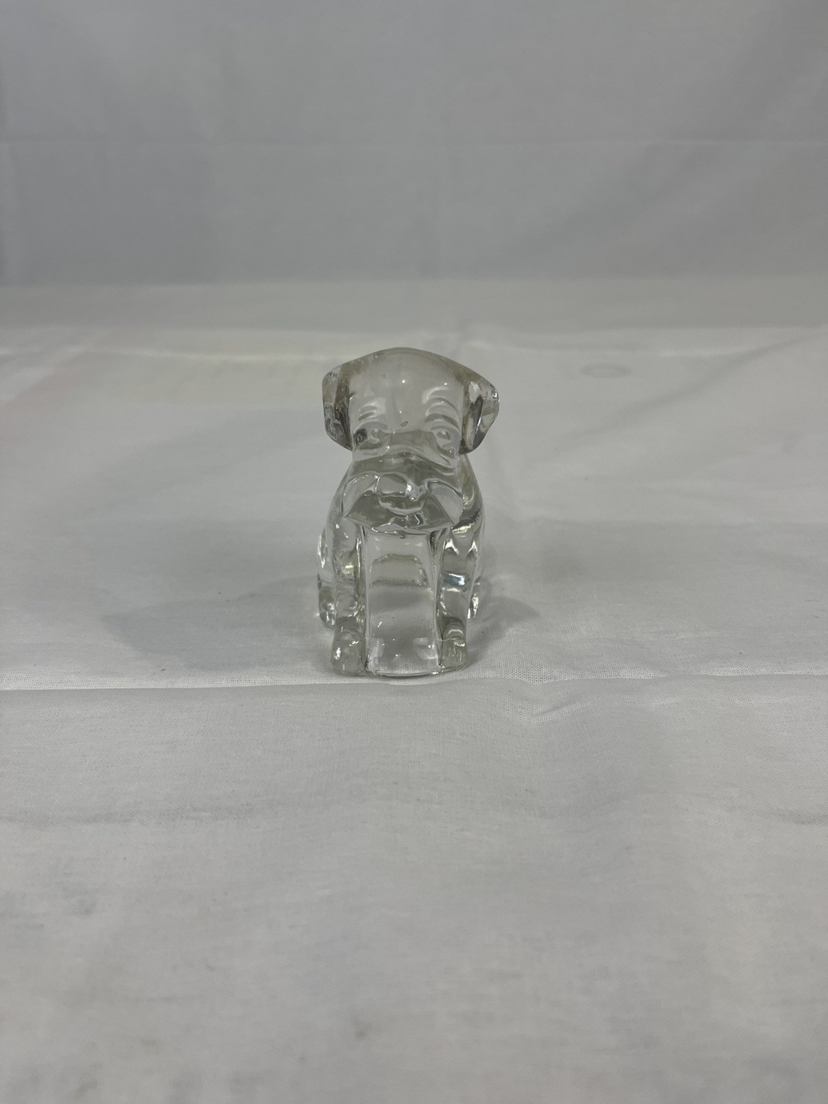 Clear Glass Dog & Puppy Figurine Decorative Animal Collectible