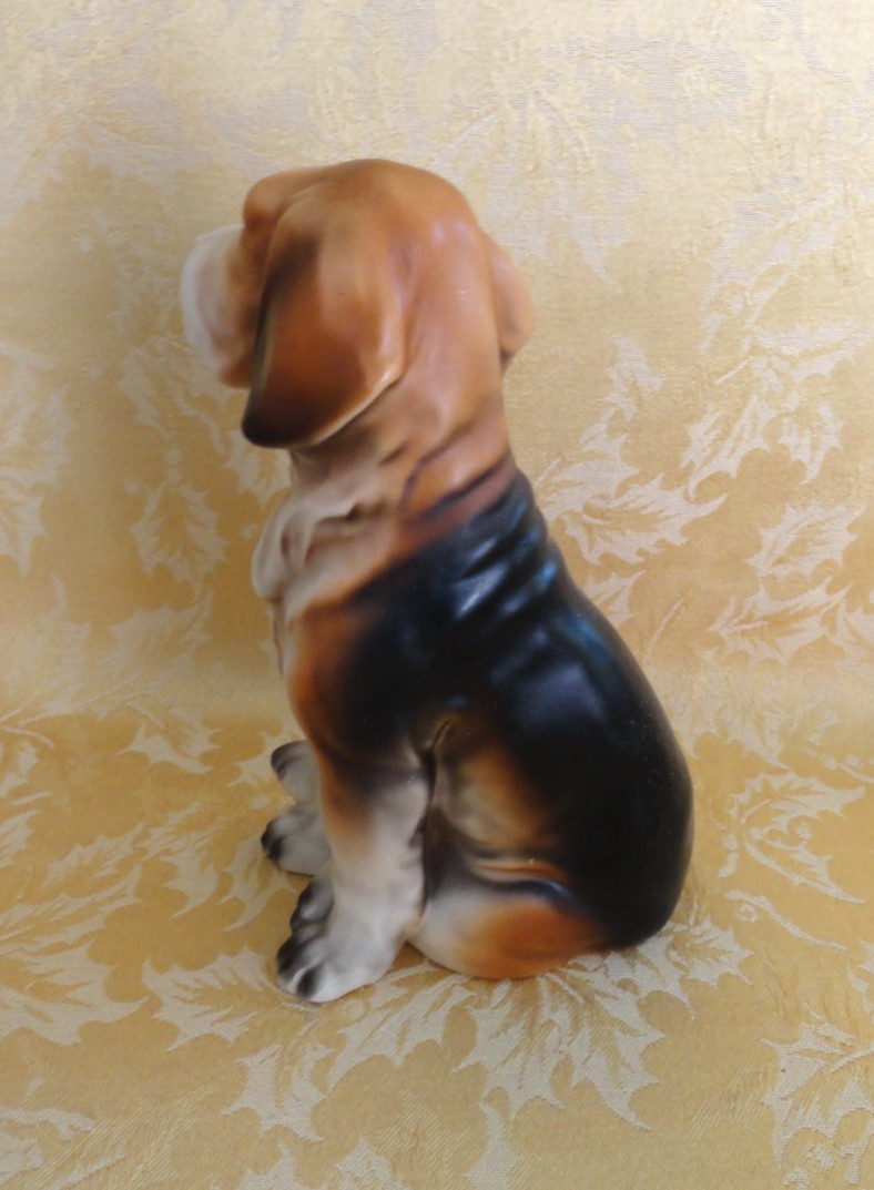 Norleans Hand Painted Ceramic Beagle Puppy Dog Figurine Japan 6 3/4″H 1950’S
