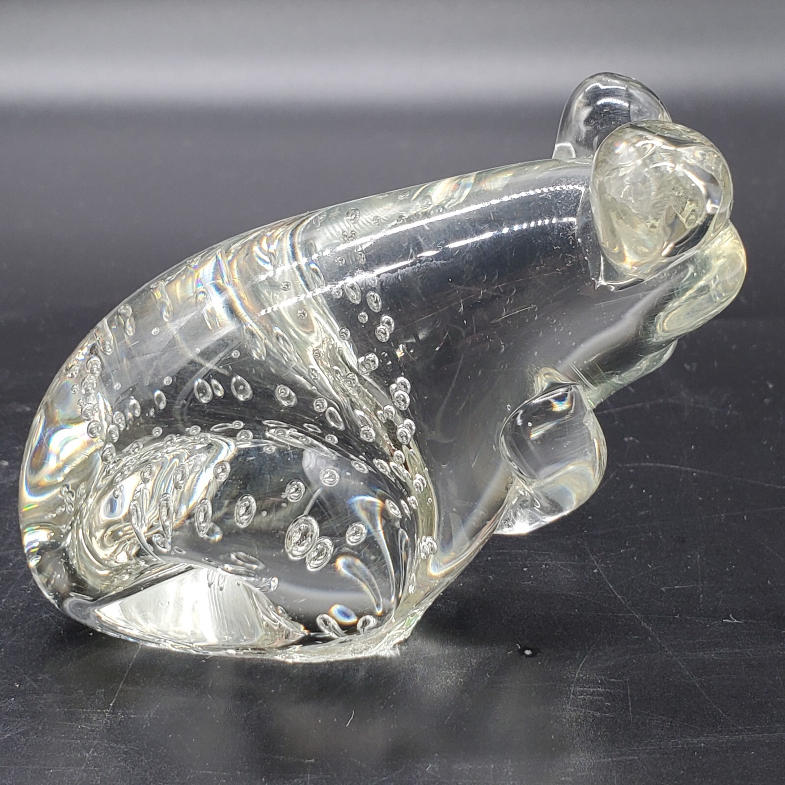 Clear Crystal Glass Frog Paperweight 4 in L x 2.25 in H x 2.25 in W