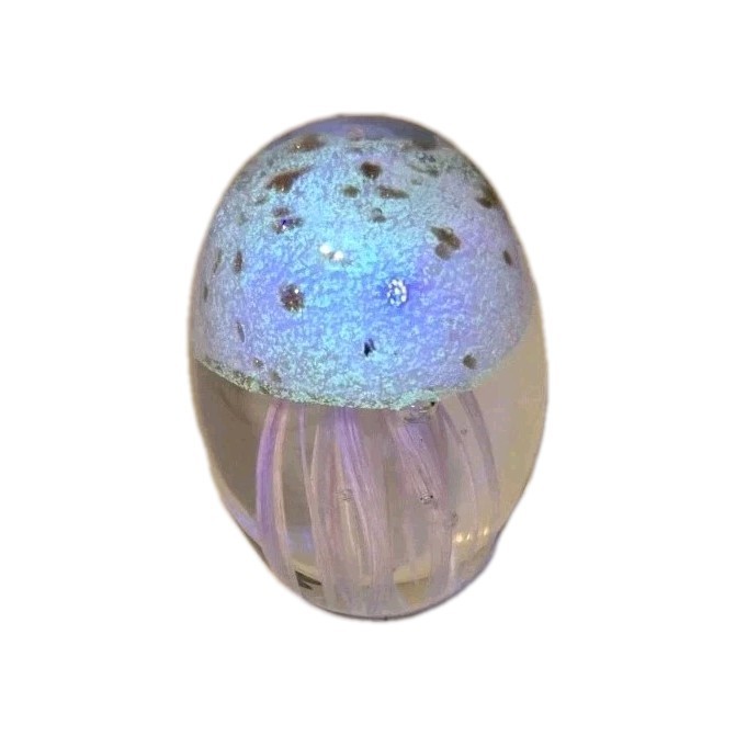 Paperweight Art Glass Jellyfish Glows Under Black Light Teal Green Mermaidcore