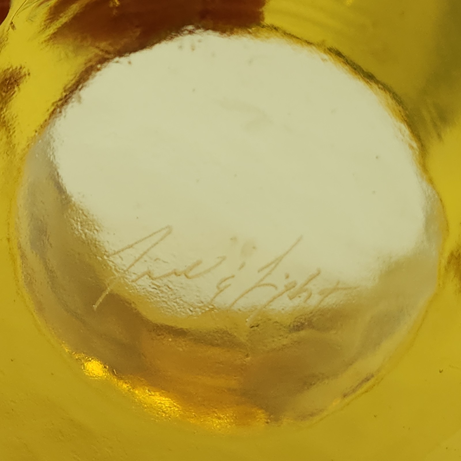 Fire & Light Signed Amber Recycled Art Glass Votive Candle Holder 6″ USA VTG