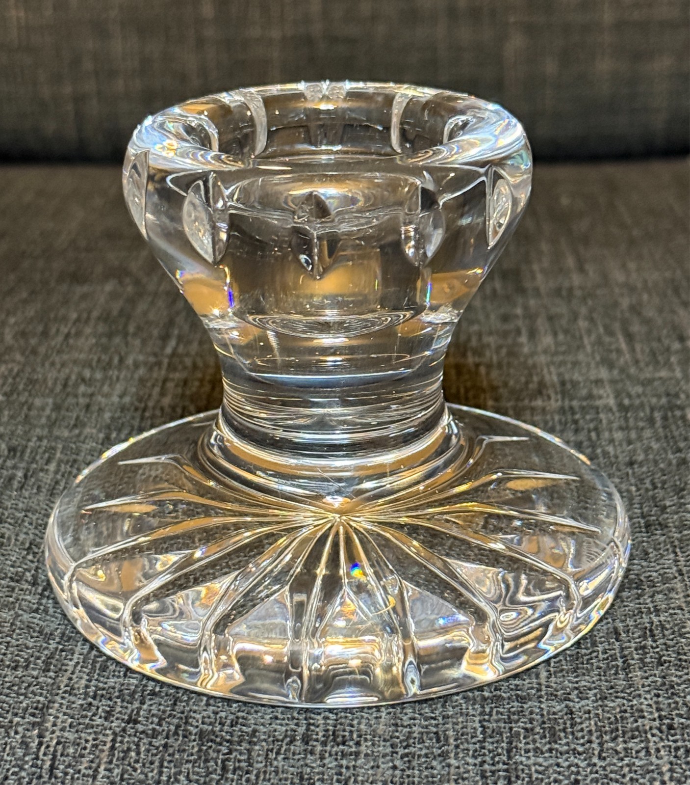 Waterford Crystal Clear Cut Single Pillar Votive Candle Holder Candlestick 3.25″
