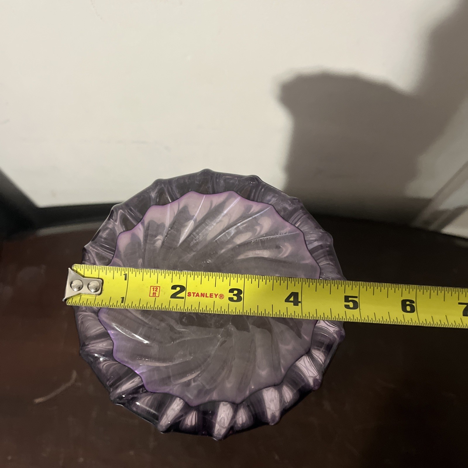 Ed Branson Signed Art Glass 14 1/2 “inch purple Vase Hand Blown.