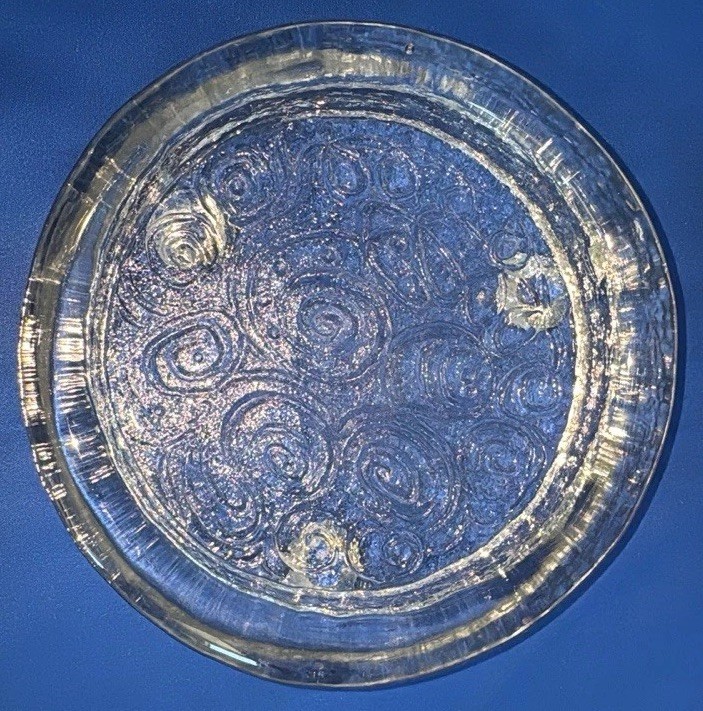 Vintage Blenko Abstract Swirl Thick Glass Ashtray #650 Heavy 8.75″ Rare ‘60s
