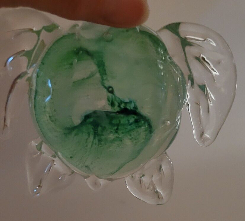 Dynasty Gallery Glass Sea Turtle LIGHT GRREN Green Glow