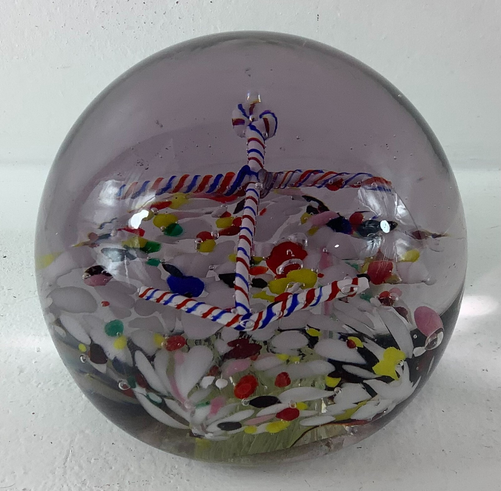 Unique Vintage Nautical Boat Anchor Glass Paperweight Confetti Glass Handblown