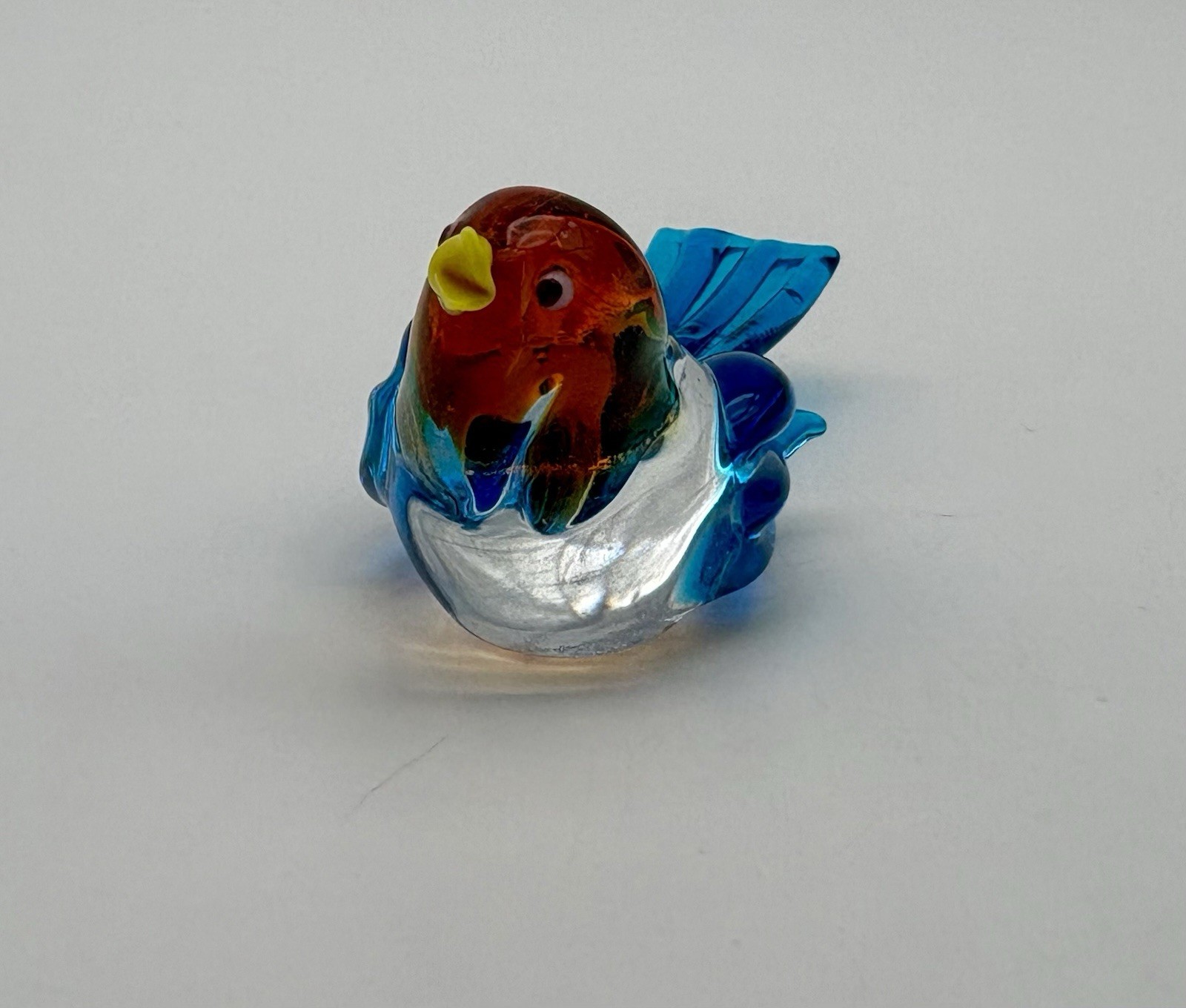 Vintage Small Hand Blown Glass Bird Figurine Decor Multicolored Tiny Miniature