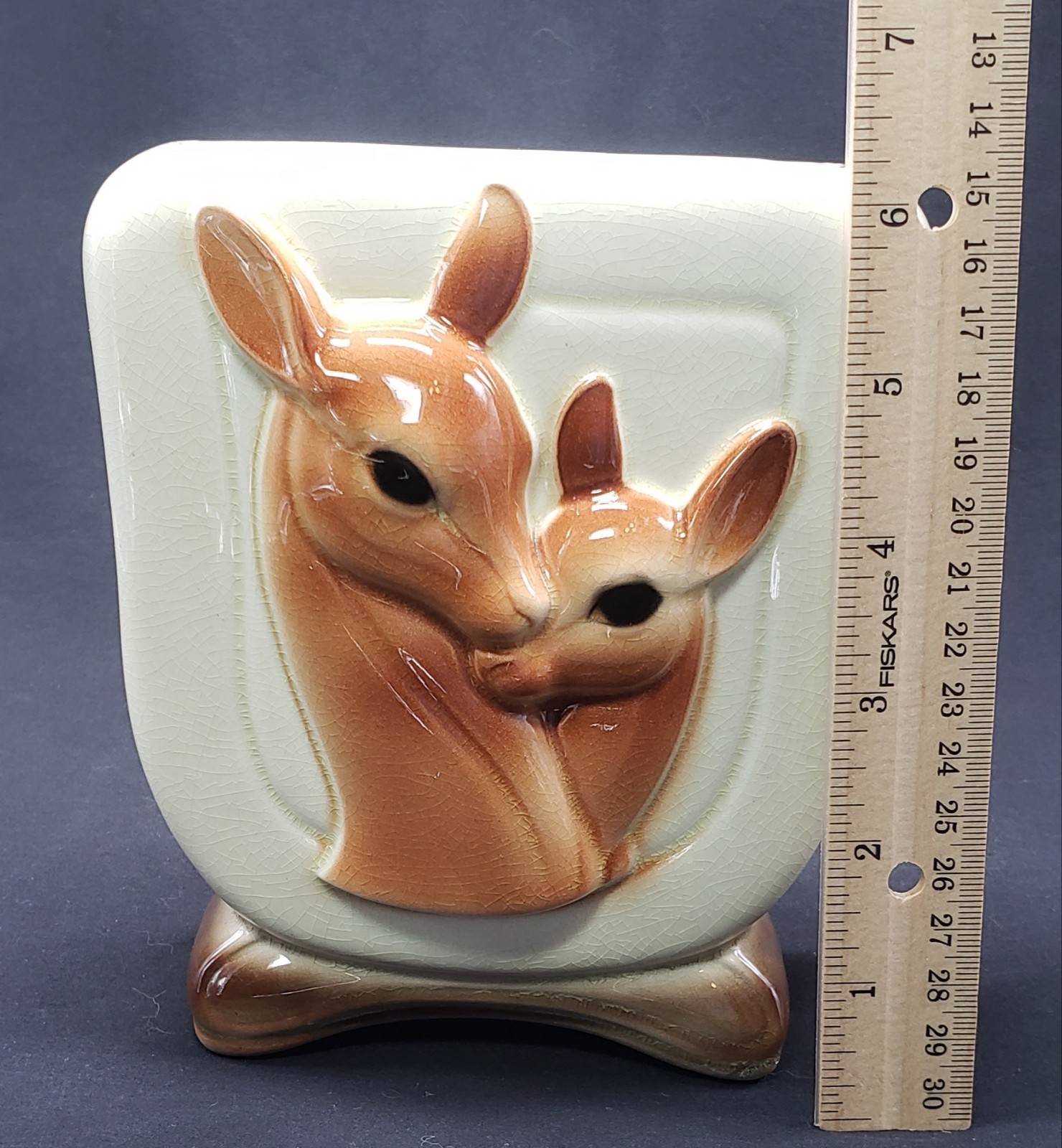 Royal Copley Deer Vase or Planter 1950’s Mid Century Deer & Fawn 6.5″ Cream