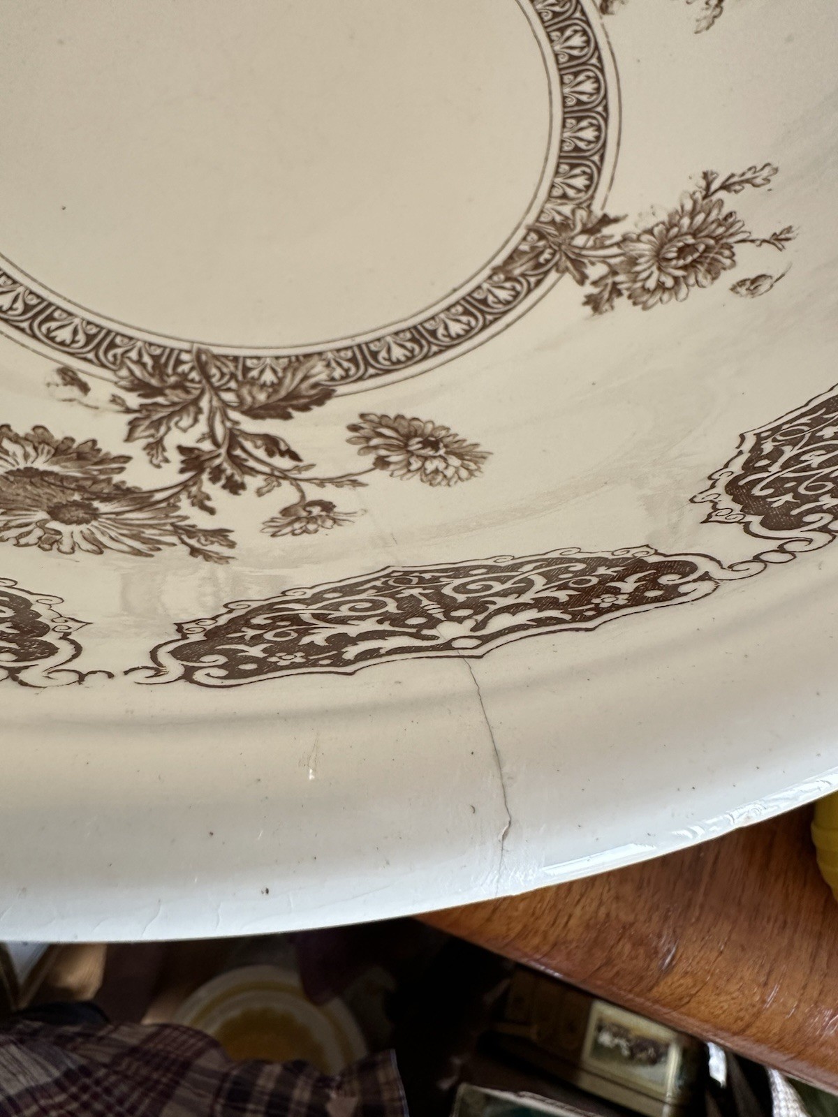 Antique Brown Transferware Wash Basin Bowl Only Emery Richmond Burslem England