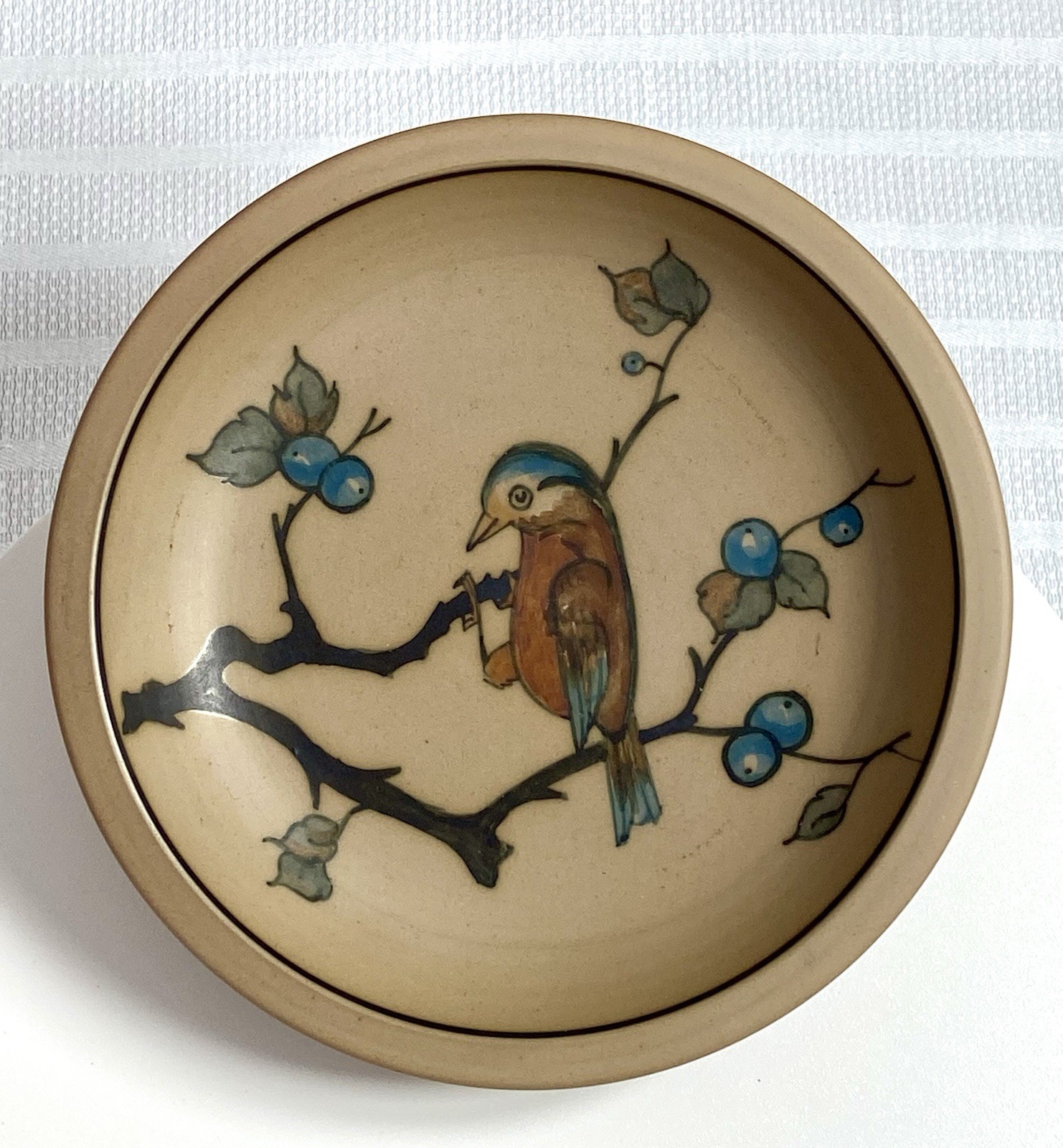 L Hjorth Danish Art Pottery Bird Feeding on Berries Bowl – #31