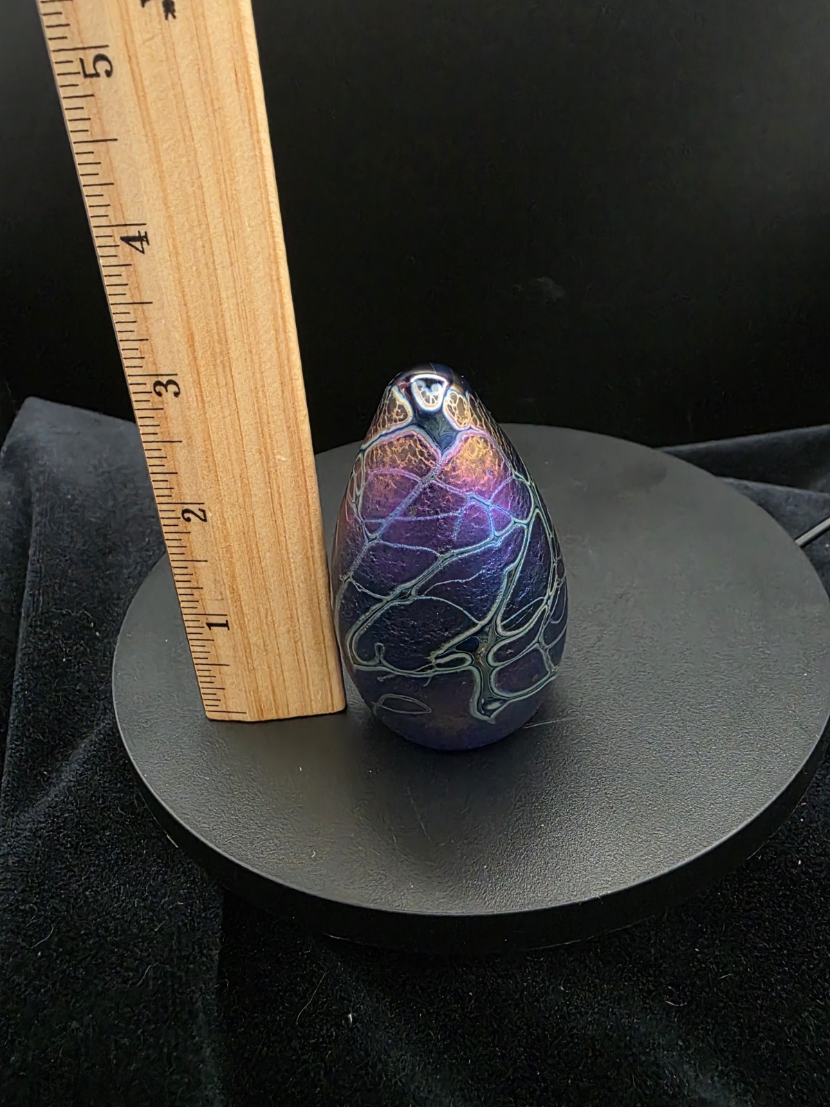 Vintage Anton Intaglio Iridescent Studio Art Glass 3 inch Paperweight