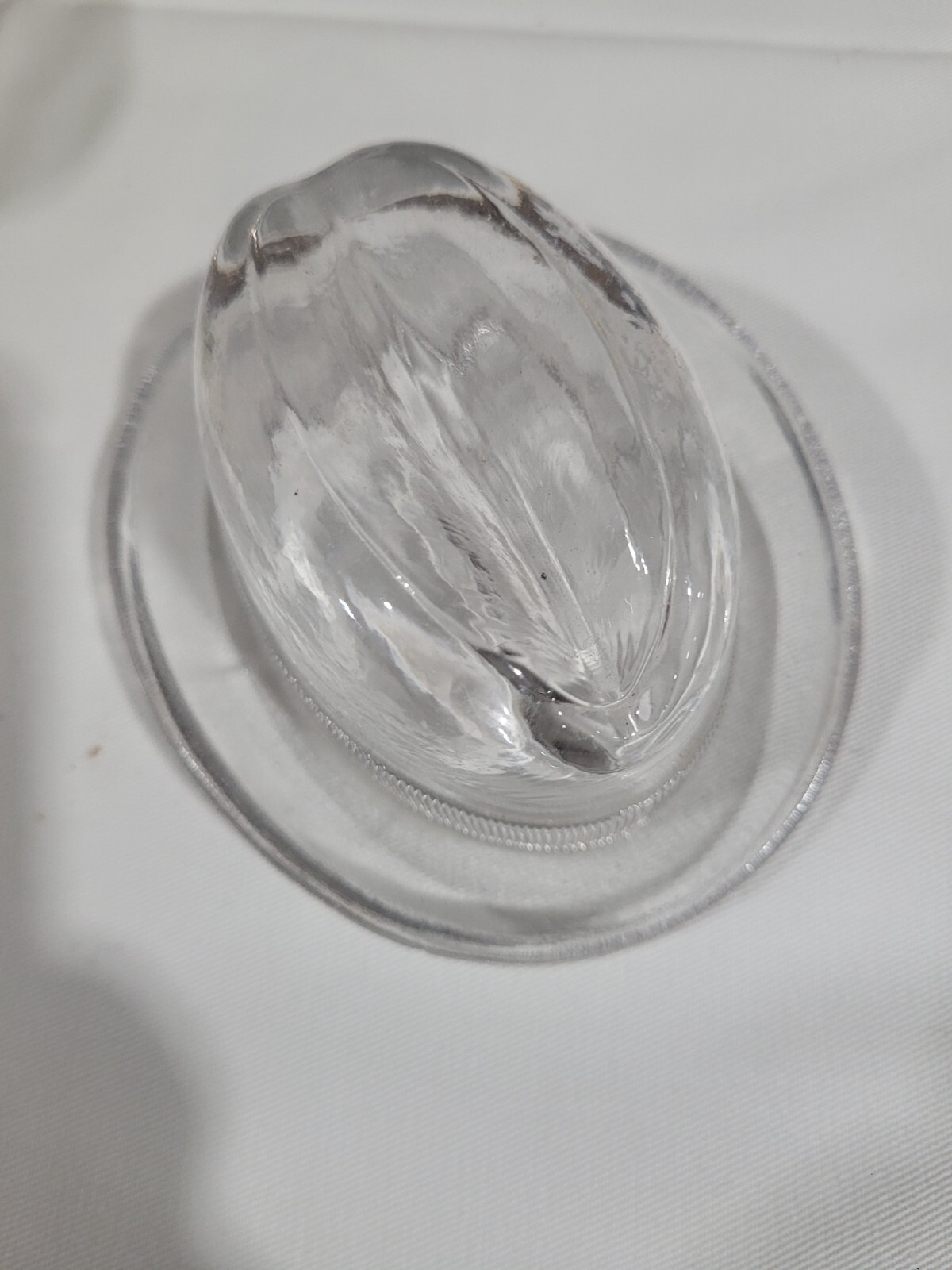 Vintage Miniature U.S. Glass Clear Glass Hamburg Hat Grosgrain Ribbon Trim
