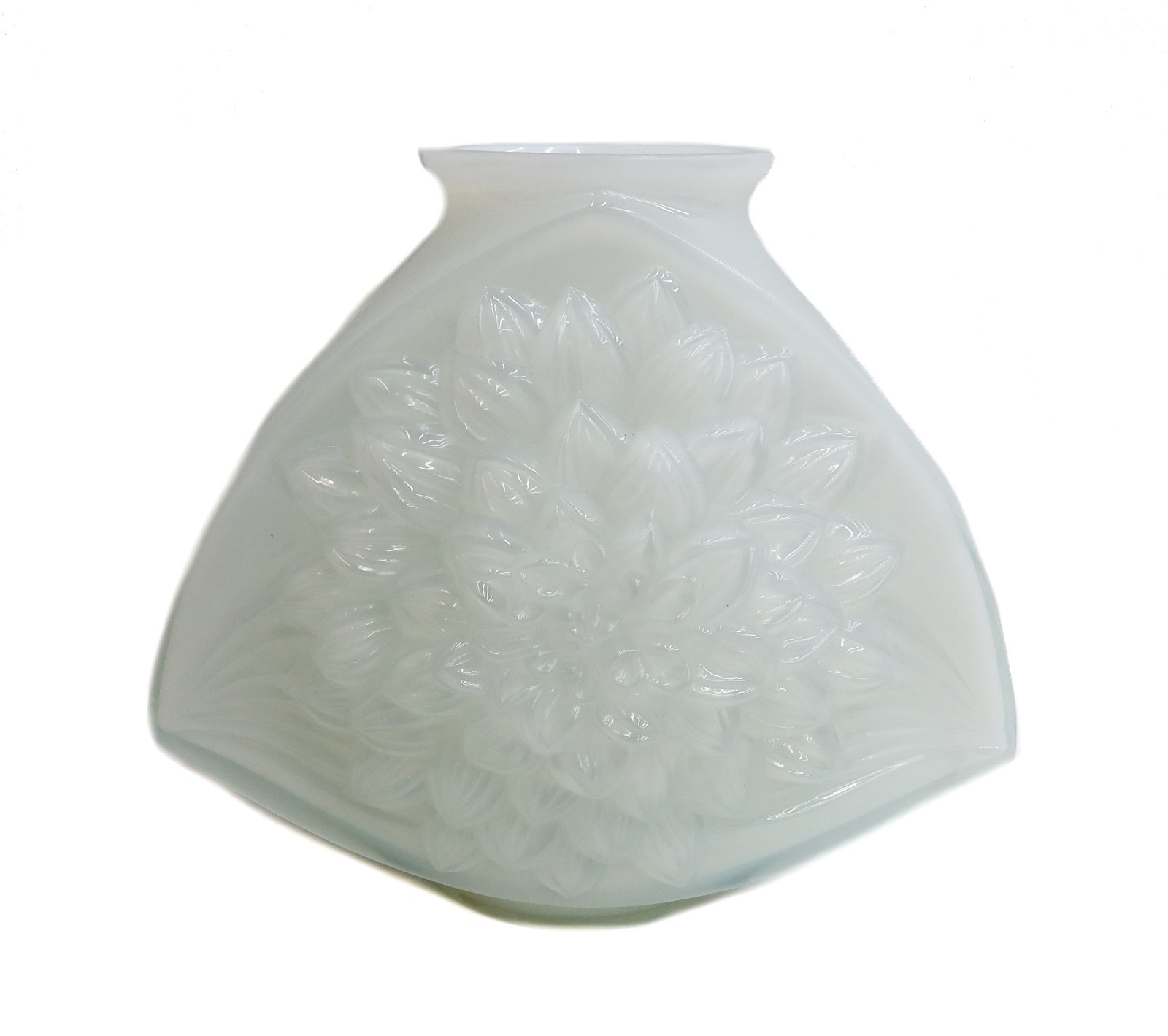 Lalique France Opalescent Art Glass Dahlia Flower Vase 2005