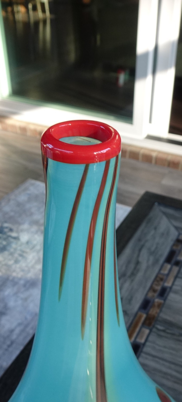 Signed 2011 Thomas Maras Studio Art Glass Horizon Life on Mars 14.5″ Vase Bottle