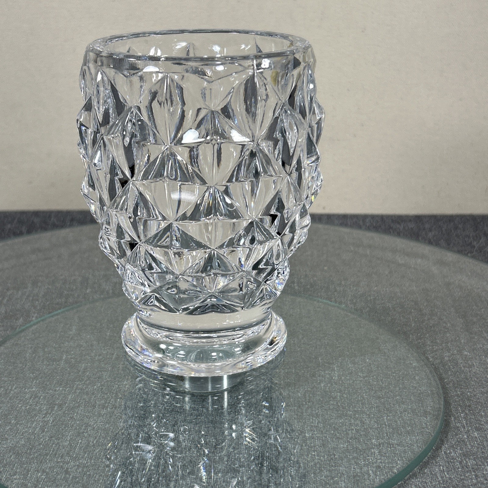 Vrg Bohemia Geometric Lead Crystal Small vase/candle holder Heavy Czech Republic