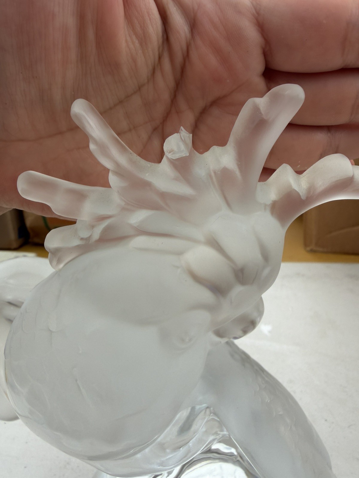 Lalique Cockatoo Crystal Sculpture France Frosted Bird Figure SIGNED