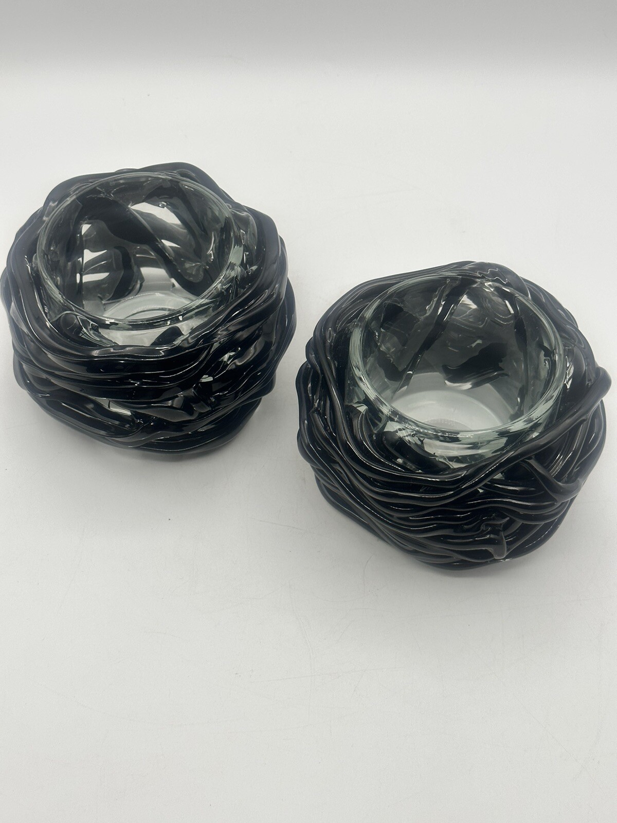 Eighteen Karat Hand Blown Glass Nido Candleholder Set