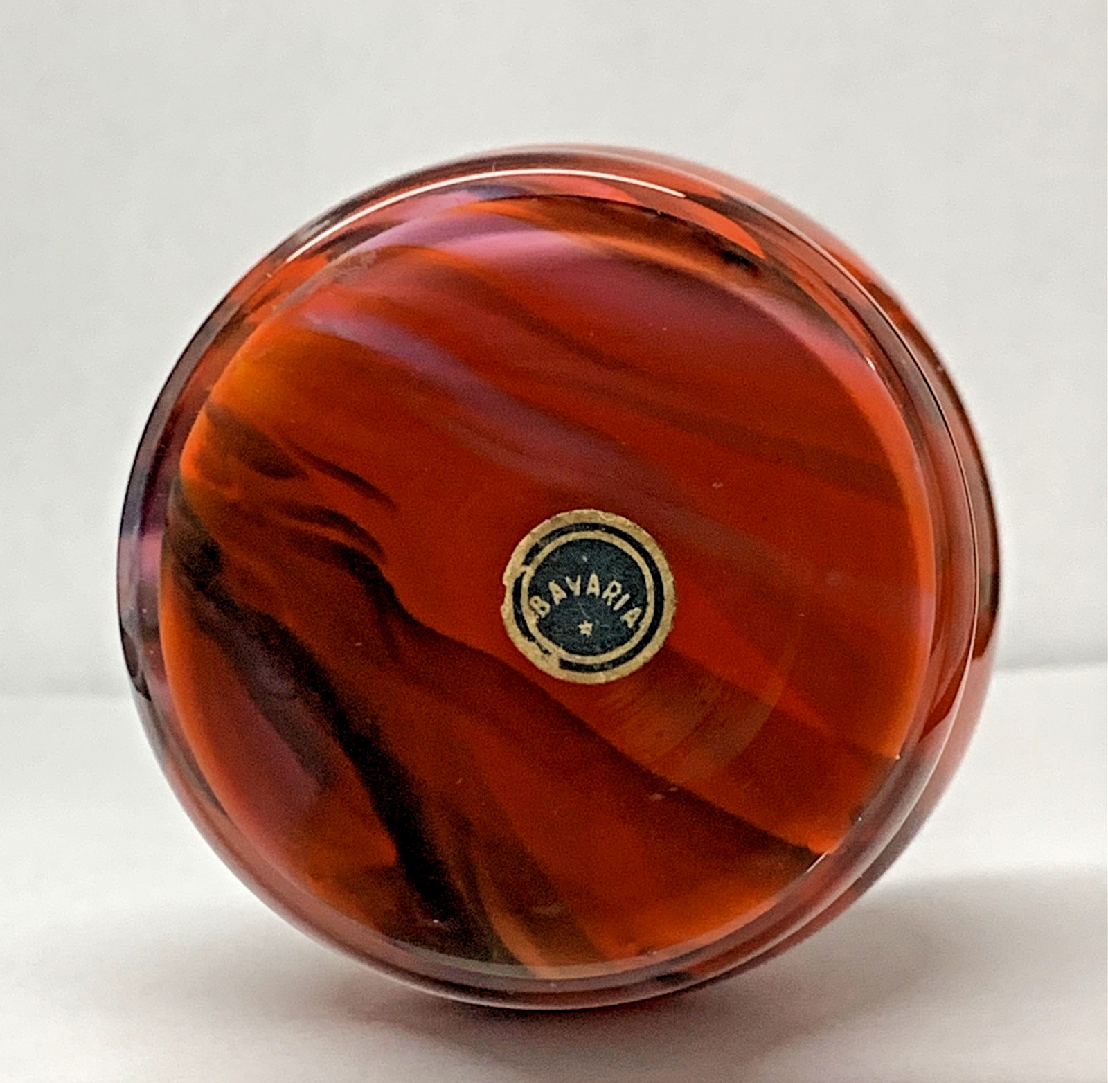 Bavarian Art Glass Vase Orange Swirl with Applied Black Snake Tango Style